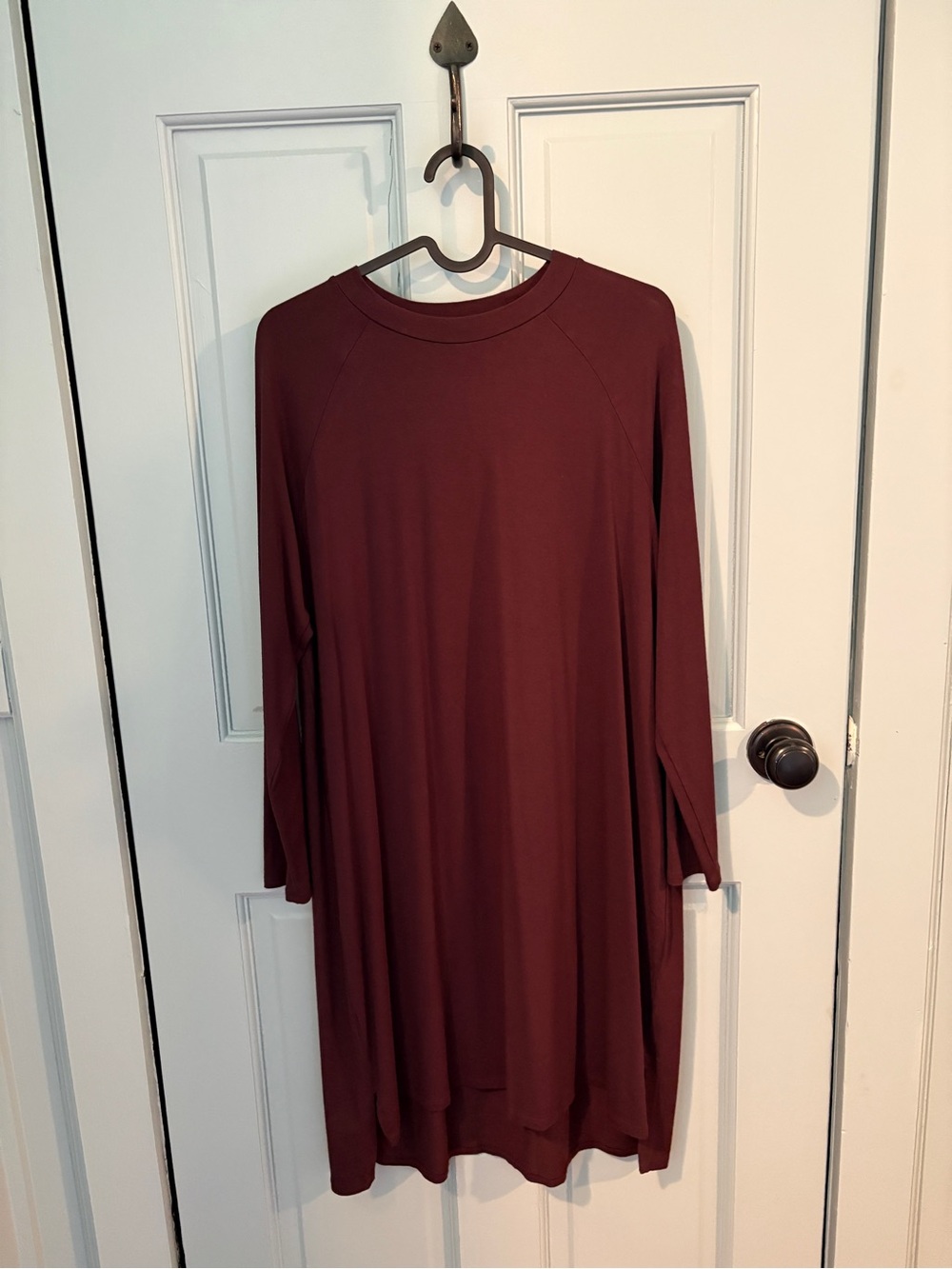 Eileen Fisher Long Sleeve Swing Dress in Deep Burgundy